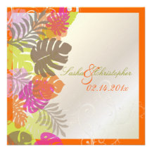 PixDezines Monstera, Tropical Foliage+Swirls Personalised Invitations