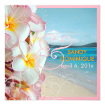 PixDezines Pink Plumeria/beach/tropical wedding Custom Invite