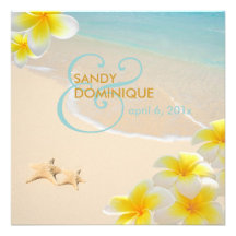 PixDezines Plumeria Lei /beach/starfish tropical Personalized Invitation