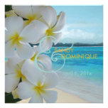 PixDezines Plumeria Lei /beach/tropical wedding Personalised Announcements
