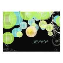 PixDezines rsvp green+blue laterns Personalized Announcement