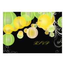 PixDezines rsvp green+yellow laterns Personalized Invitation