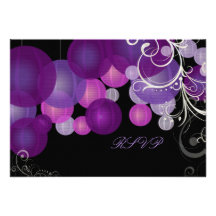 PixDezines rsvp purple/plum/lilac lanterns Custom Announcements