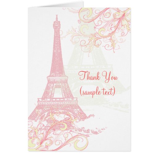 PixDezines Thank You with La tour eiffel/pink Cards