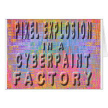Pixel explosion in a cyberpaint factory cards