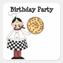 Pizza Birthday Party Stickers