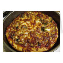 Pizza Food Cooking Broccoli Mushrooms Cheese Card