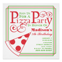 Pizza Party Birthday invitations
