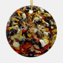 Pizza, with feta, olives, capsicum ornament