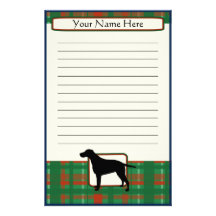 Plaid Christmas Curly Coated Retriever Stationery