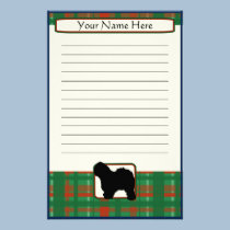 Plaid Christmas Old English Sheepdog Stationery stationery