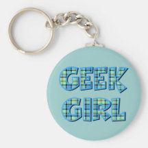 Plaid Geek Girl Blue and Green Key Chains