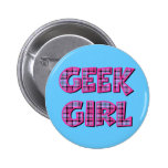 Plaid Geek Girl Design Buttons