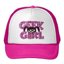 Plaid Geek Girl with Graphic Hats