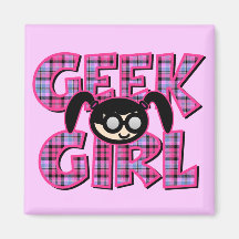 Plaid Geek Girl with Graphic Refrigerator Magnet