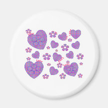 Plaid Heart & Floral Love Fridge Magnet