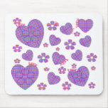Plaid Heart & Floral Love Mouse Mat