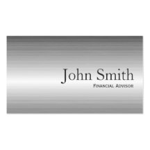 Plain Metal Financial Advisor Business Card