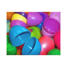 Plastic Easter Eggs Blue One Open Photograph Stretched Canvas Print
