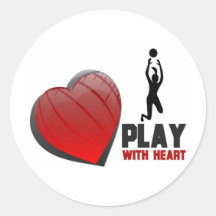 PLAY WITH HEART VOLLEYBALL ROUND STICKER