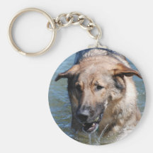 Playful German Shepherd  Keychain