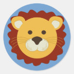 Playful Lion Round Stickers