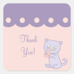 Playful Purple Kitten Birthday Thank You Sticker