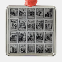Playing cards depicting episodes christmas ornaments