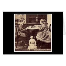 Playing Dominoes Vintage Stereoview Cards