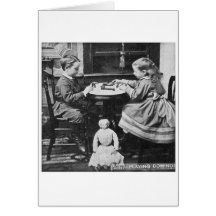 Playing Dominoes Vintage Stereoview (Grayscale) Greeting Card
