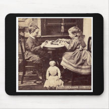 Playing Dominoes Vintage Stereoview Mousepads