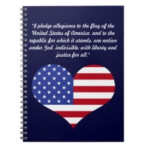 Pledge of Allegiance-Heart shaped flag Notebooks