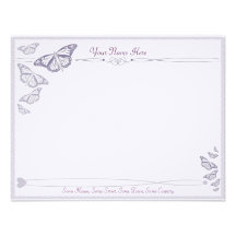 Plum Butterfly Correspondence Cards Personalised Invite