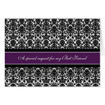 Plum Damask Best Friend Matron of Honour Invitatio Card