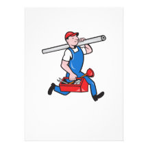 Plumber With Pipe Toolbox Cartoon Custom Invite