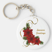 Poinsettia Christmas Basic Keychain