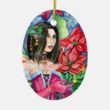 Poinsettia Christmas Fairy Personalised Ornament