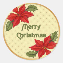 Poinsettia Christmas Sticker