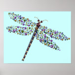 Pointilist Dragon Fly Poster