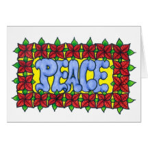 pointseta peace greeting card
