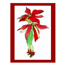 Pointsettia Flower Fairy Postcard