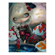 "Poissons Volants: Le Bassin des Carpes" Postcard