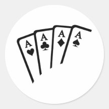 Poker Cards Aces Round Stickers