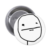 Poker Face Comic Face Pinback Buttons