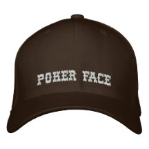 POKER FACE EMBROIDERED BASEBALL CAP