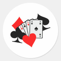 Poker signs cards round sticker