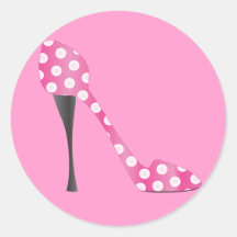 Poky Dot High Heel Round Stickers
