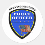Police Serving Proudly Round Sticker