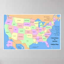 Political Map of the United States of America Print