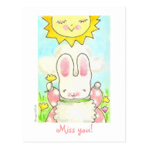 polka dot bunny postcard